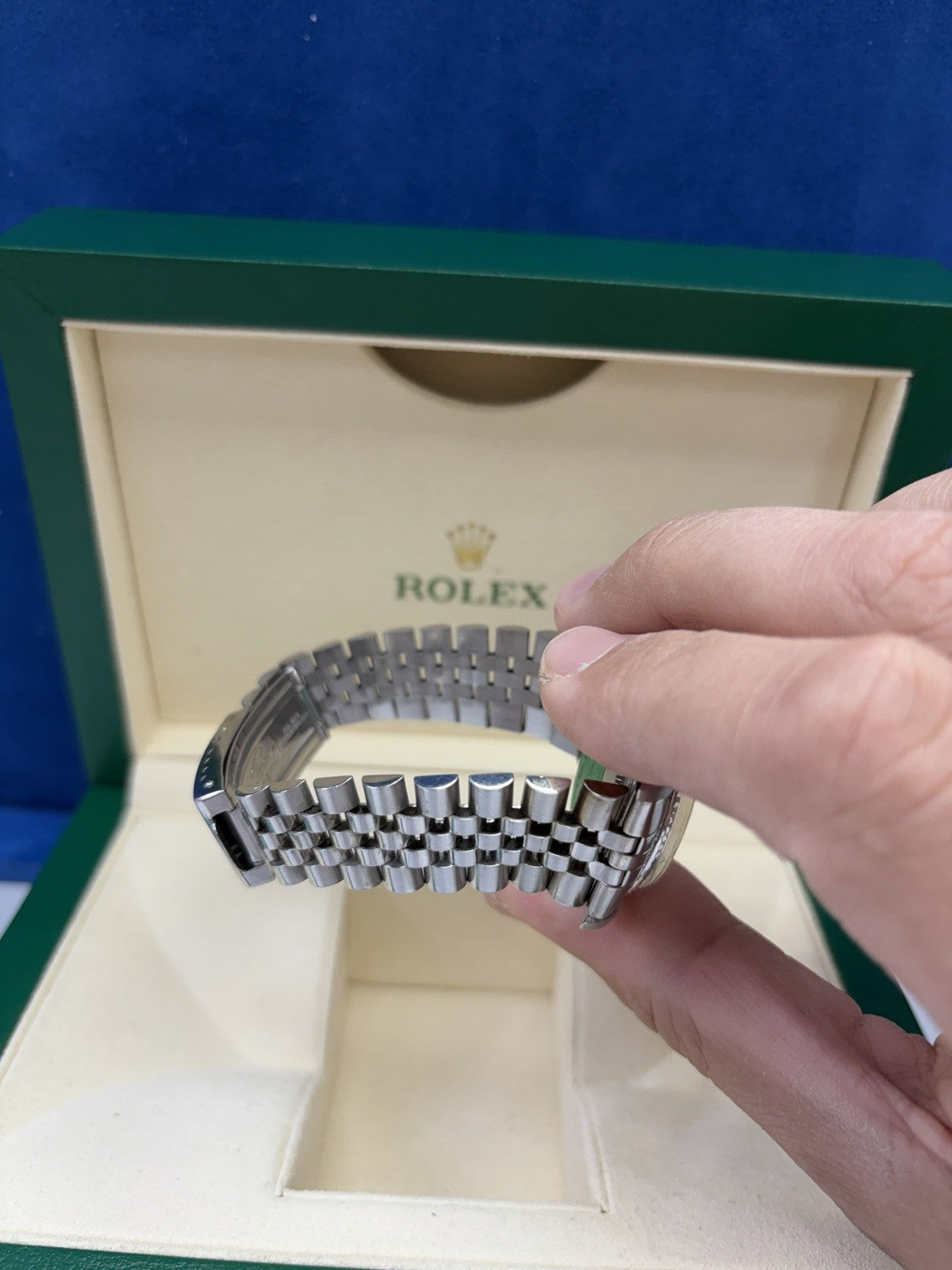 Rolex Datejust 1601 Silver Jubilee Bracelet with Silver Bezel W/Box Linen Dial