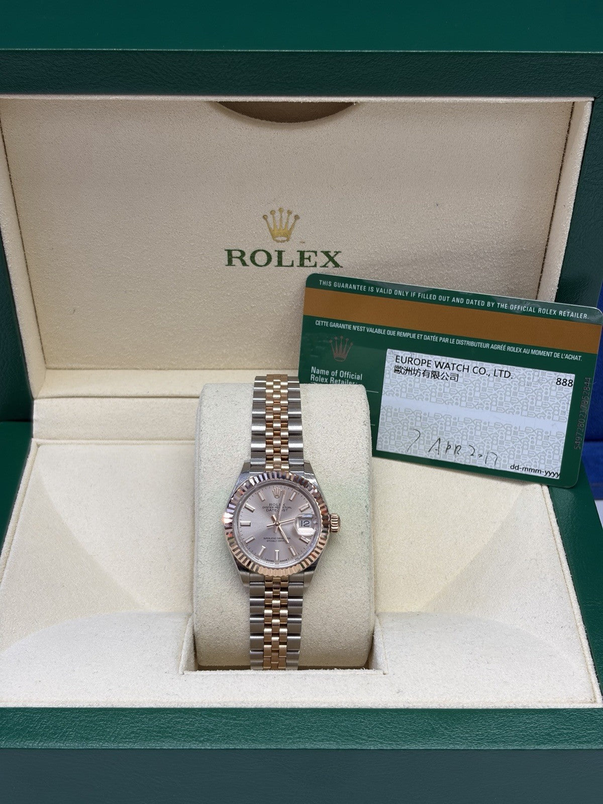 Rolex Datejust 279171 Pink and Silver Jubilee Bracelet with Pink Bezel Box Paper