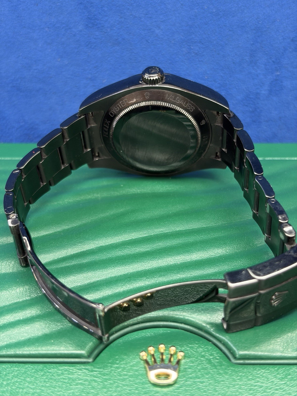 Rolex Milgauss 116400GV PVD Oyster Bracelet with Green Crystal With Told Box