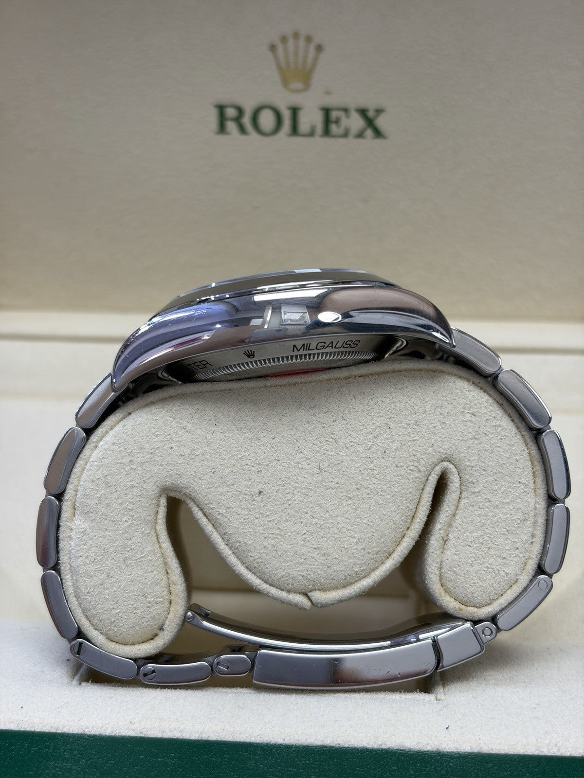 Rolex Milgauss 116400 Silver Oyster Bracelet with Silver Bezel Box & Papers