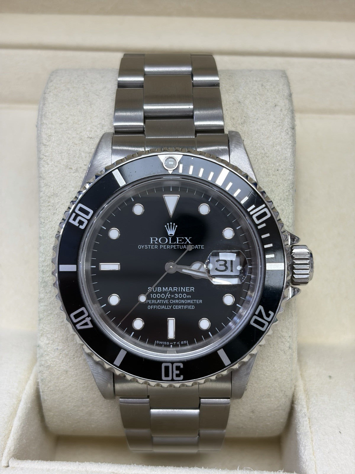 Rolex Submariner 16610LN Silver Oyster Bracelet with Black Bezel 40mm Rolex Box