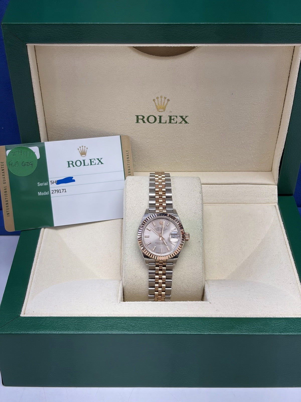 Rolex Datejust 279171 Pink and Silver Jubilee Bracelet with Pink Bezel Box Paper