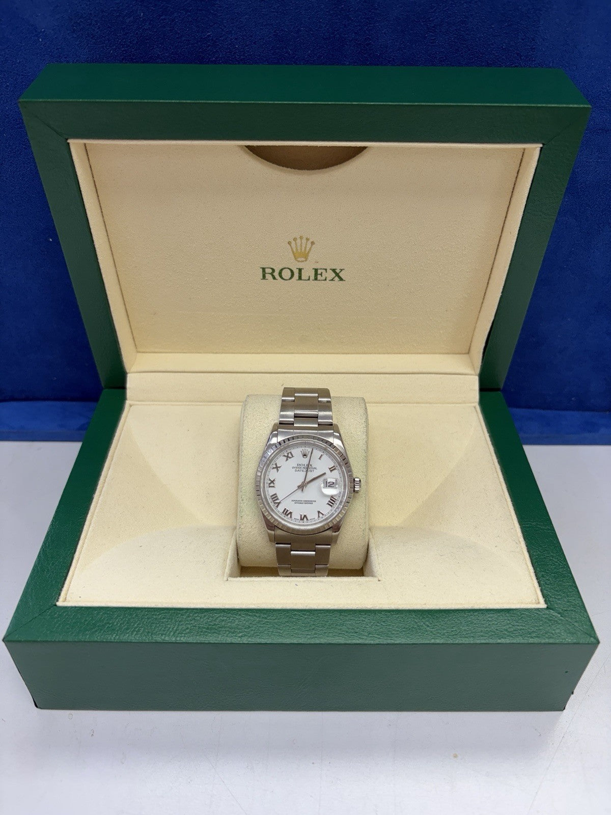 Rolex Datejust 16220 Silver Jubilee Bracelet with Silver Bezel 36mm Rolex Box