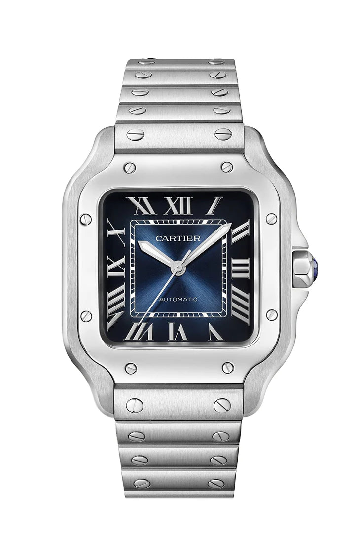 Cartier Santos de Cartier Blue Dial Watch 35.1 mm Steel Case WSSA0063