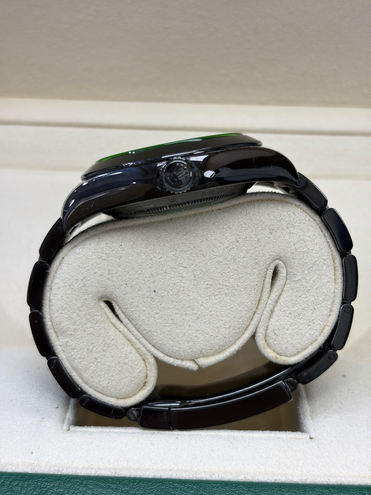 Rolex Milgauss 116400GV PVD Oyster Bracelet with Green Crystal With Told Box