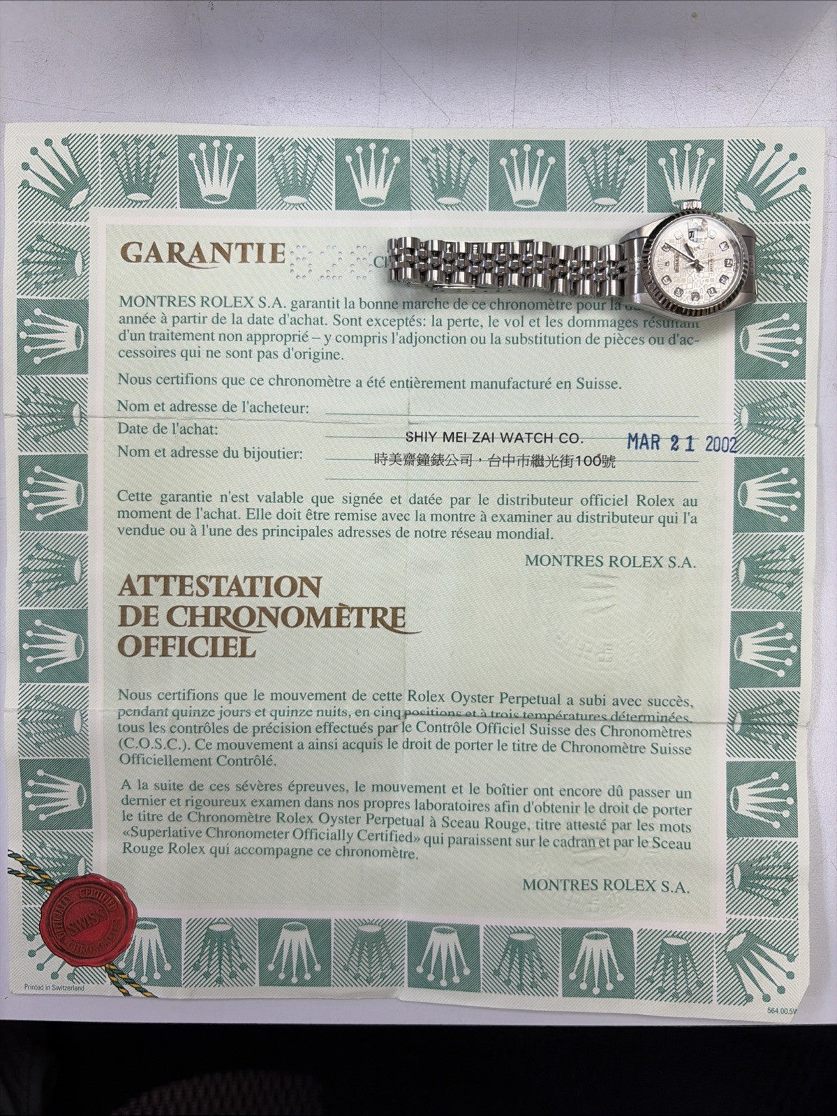 Rolex Lady-Datejust 79174 Silver Jubilee Bracelet with Silver Bezel Box & Papers