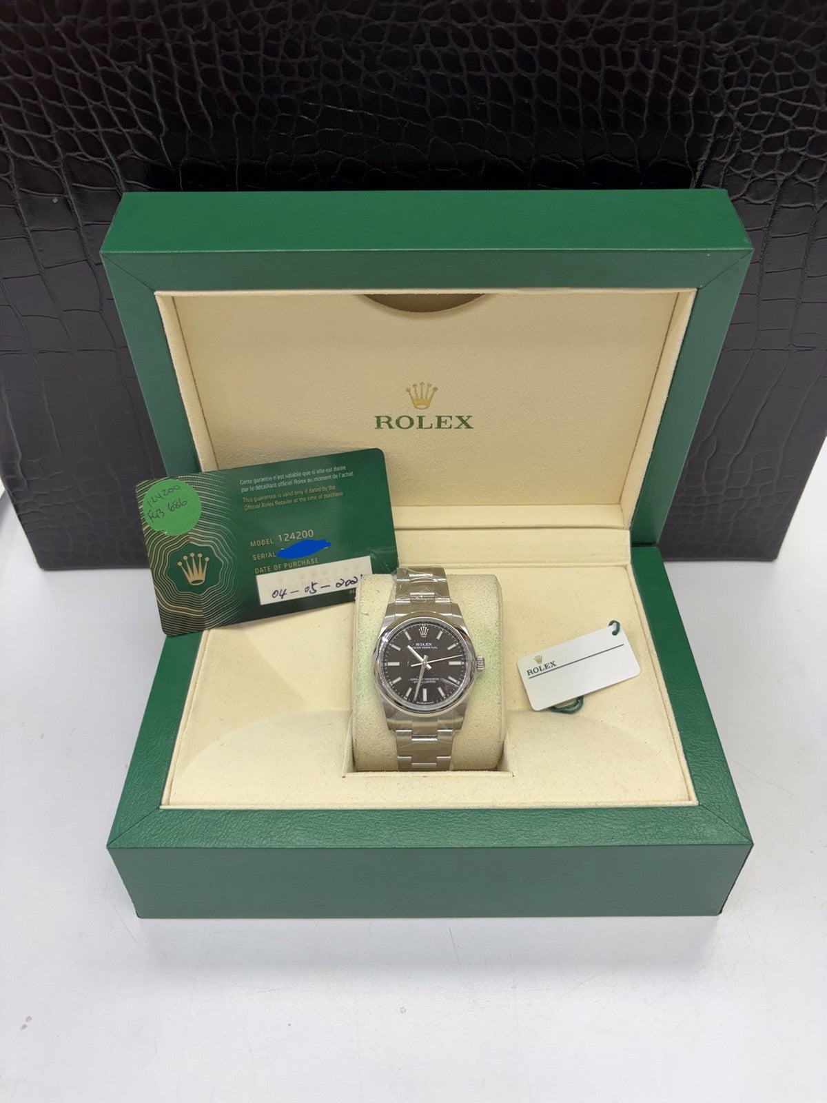New Rolex Oyster Perpetual 124200 Silver Oyster Bracelet with Silver Bezel