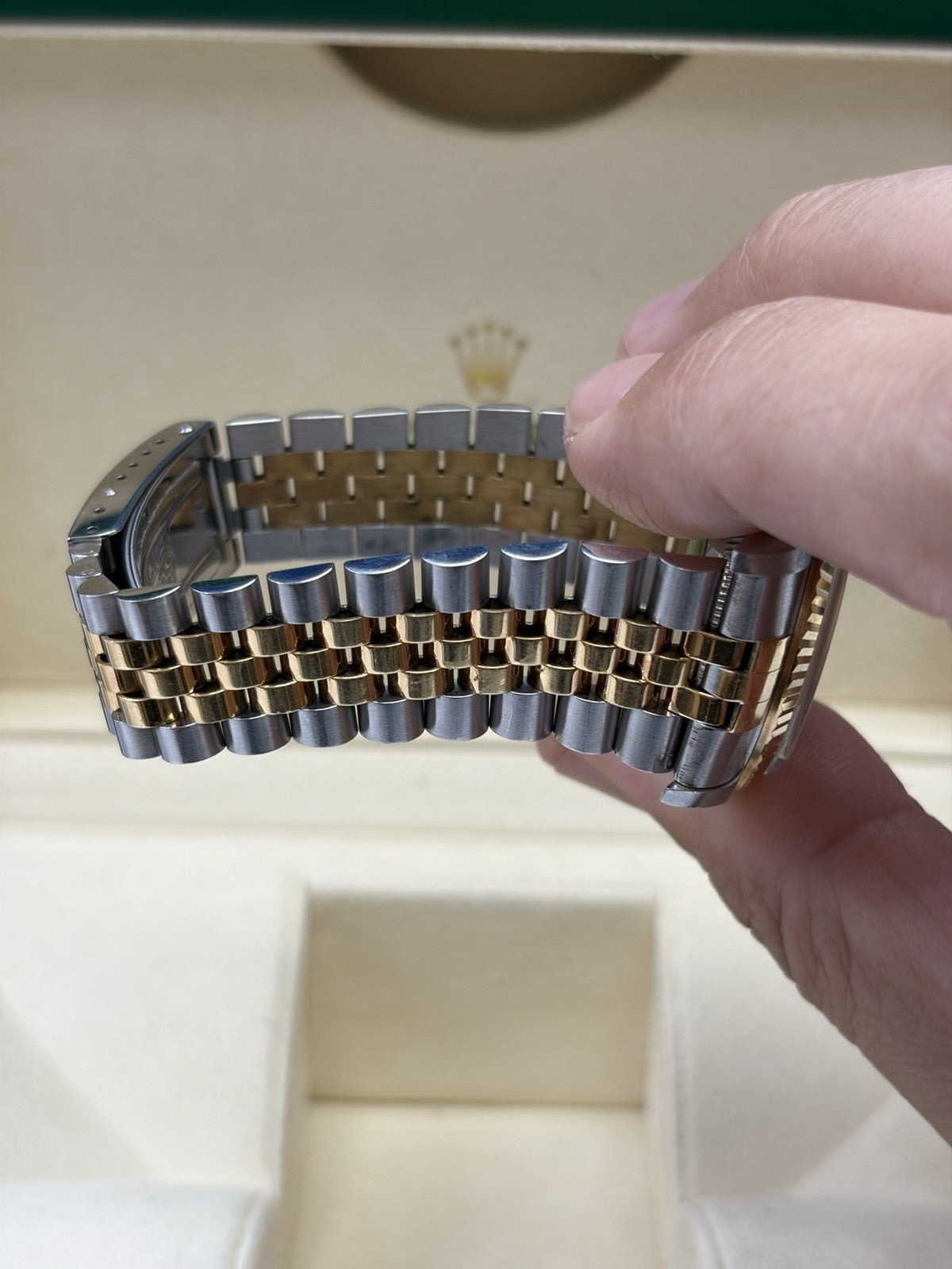 Rolex Datejust 16233 Gold and Silver Jubilee Bracelet with Gold Bezel Box Papers