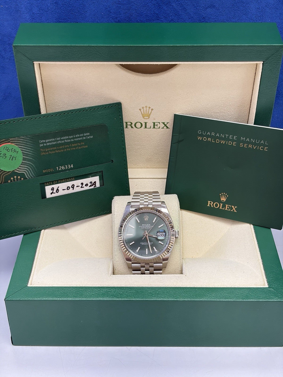 Rolex Datejust 126334 Silver Jubilee Bracelet with Silver Bezel Box And Papers