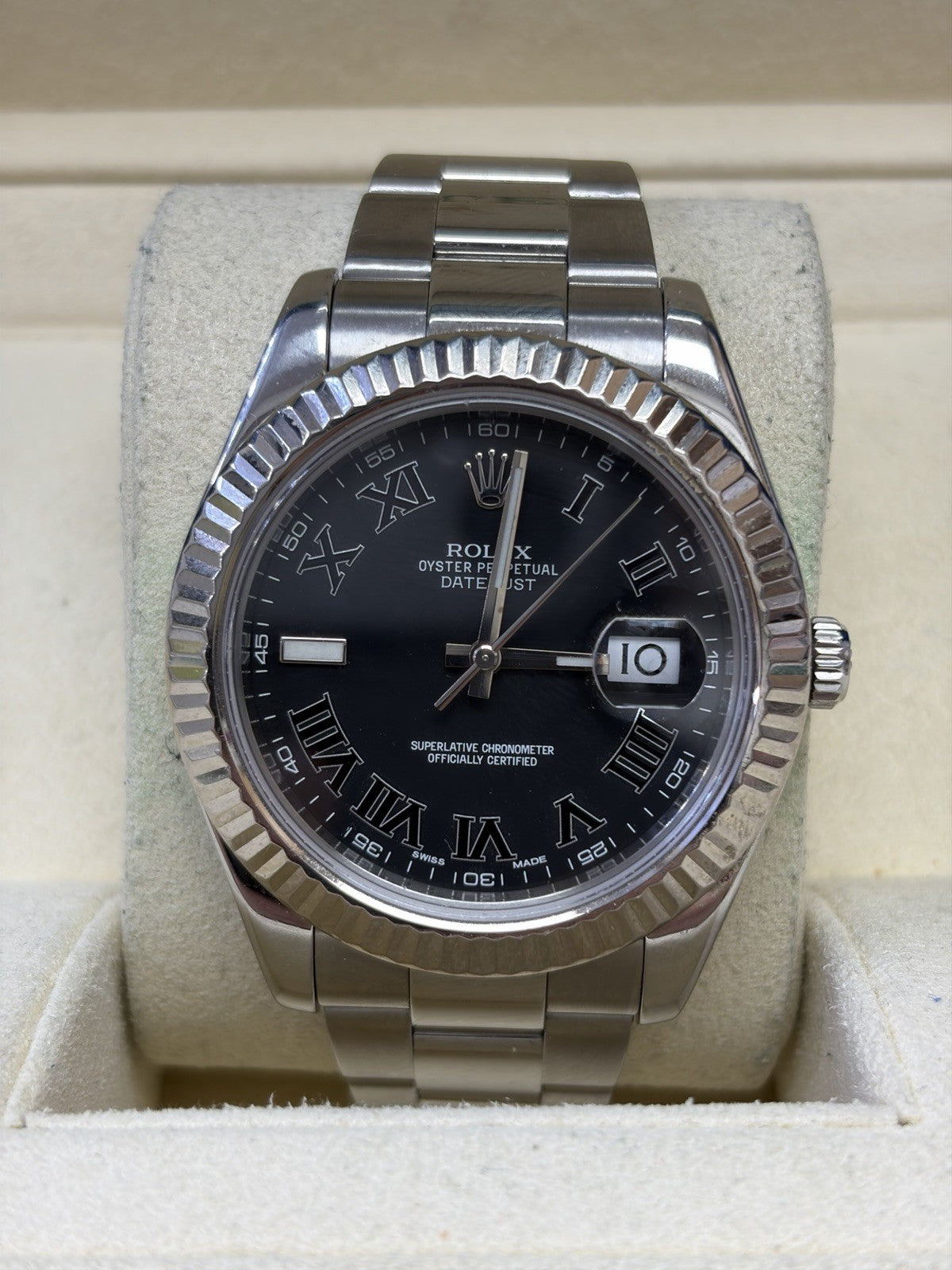 Rolex Datejust 116334 Silver Oyster Bracelet with Gold Bezel Box And Papers