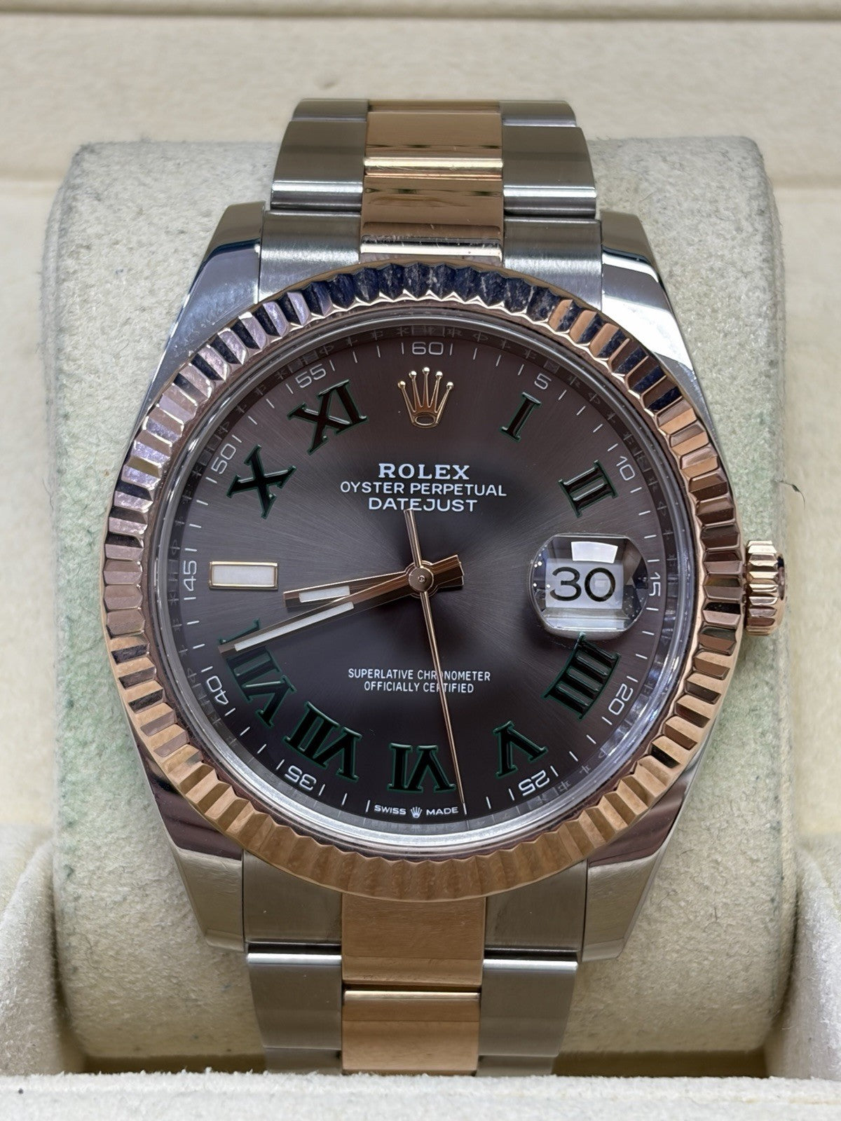 Rolex Datejust 126331 Wimbledon Dial Oyster Bracelet with Fluted Bezel W/ Box