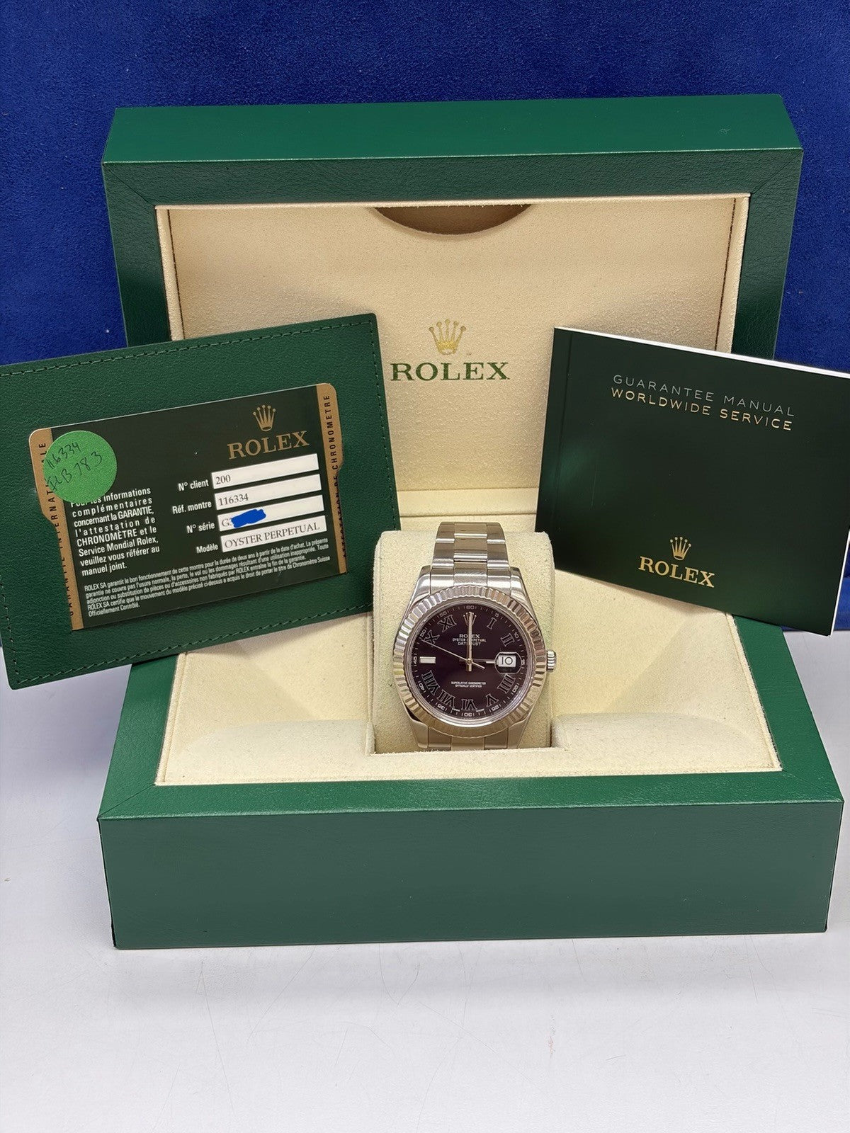 Rolex Datejust 116334 Silver Oyster Bracelet with Gold Bezel Box And Papers