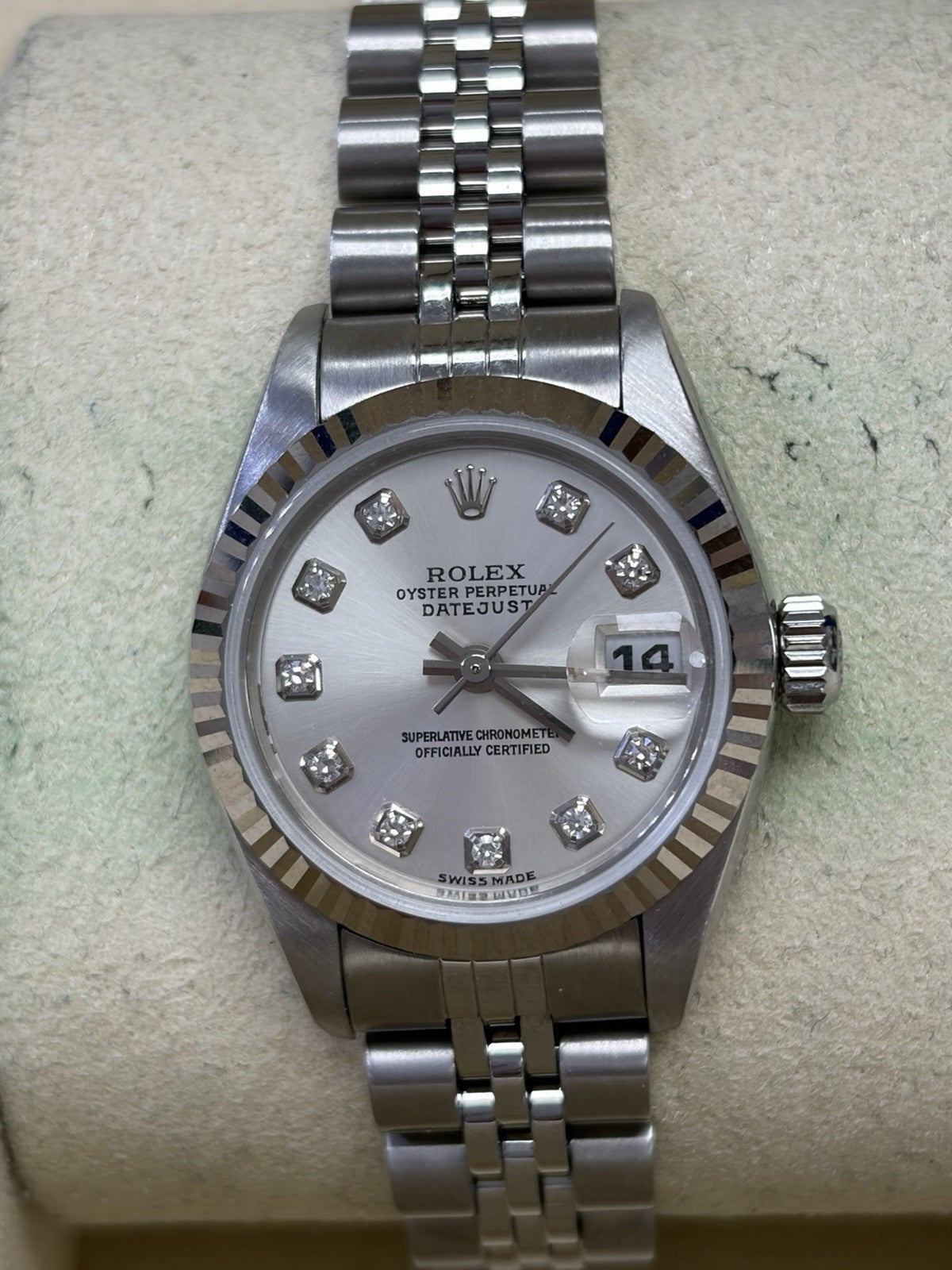 Rolex Lady-Datejust 79174 Silver Jubilee Bracelet with Silver Bezel Box & Papers