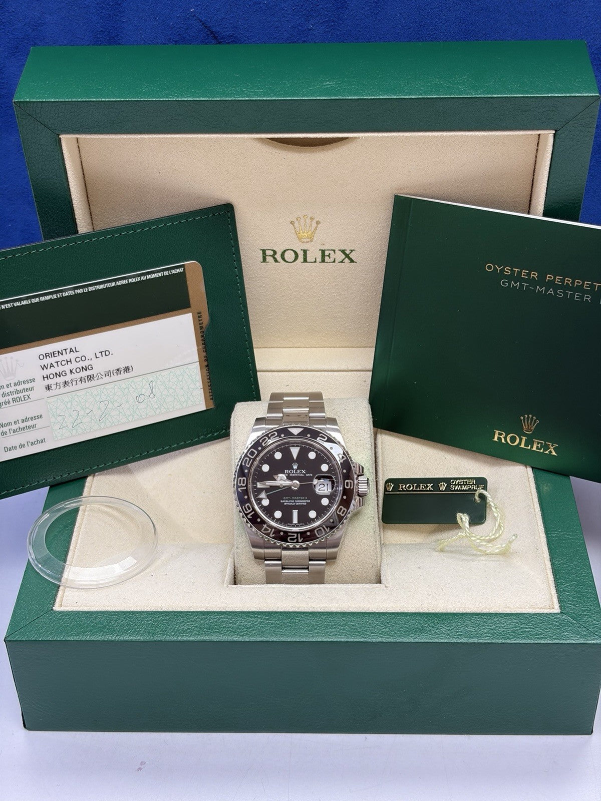 Rolex GMT-Master II 116710LN Silver Oyster Bracelet with Black Bezel Box Papers