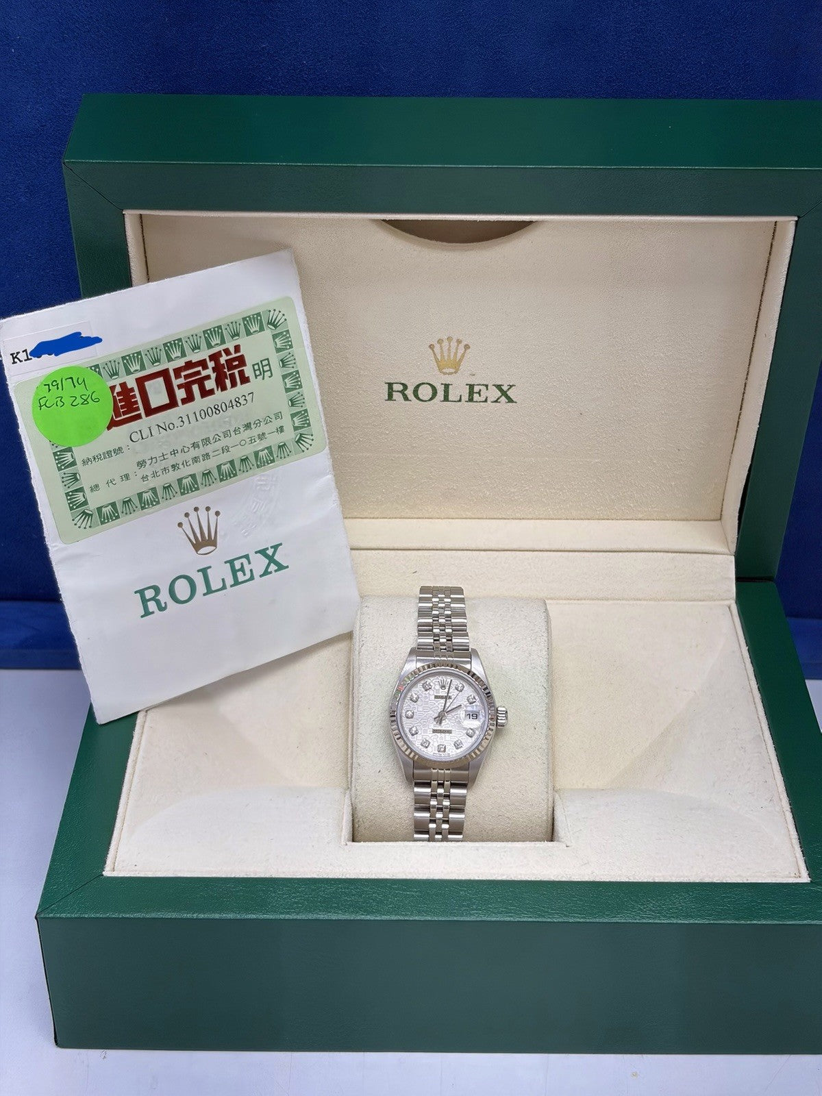 Rolex Lady-Datejust 79174 Silver Jubilee Bracelet with Silver Bezel Box & Papers