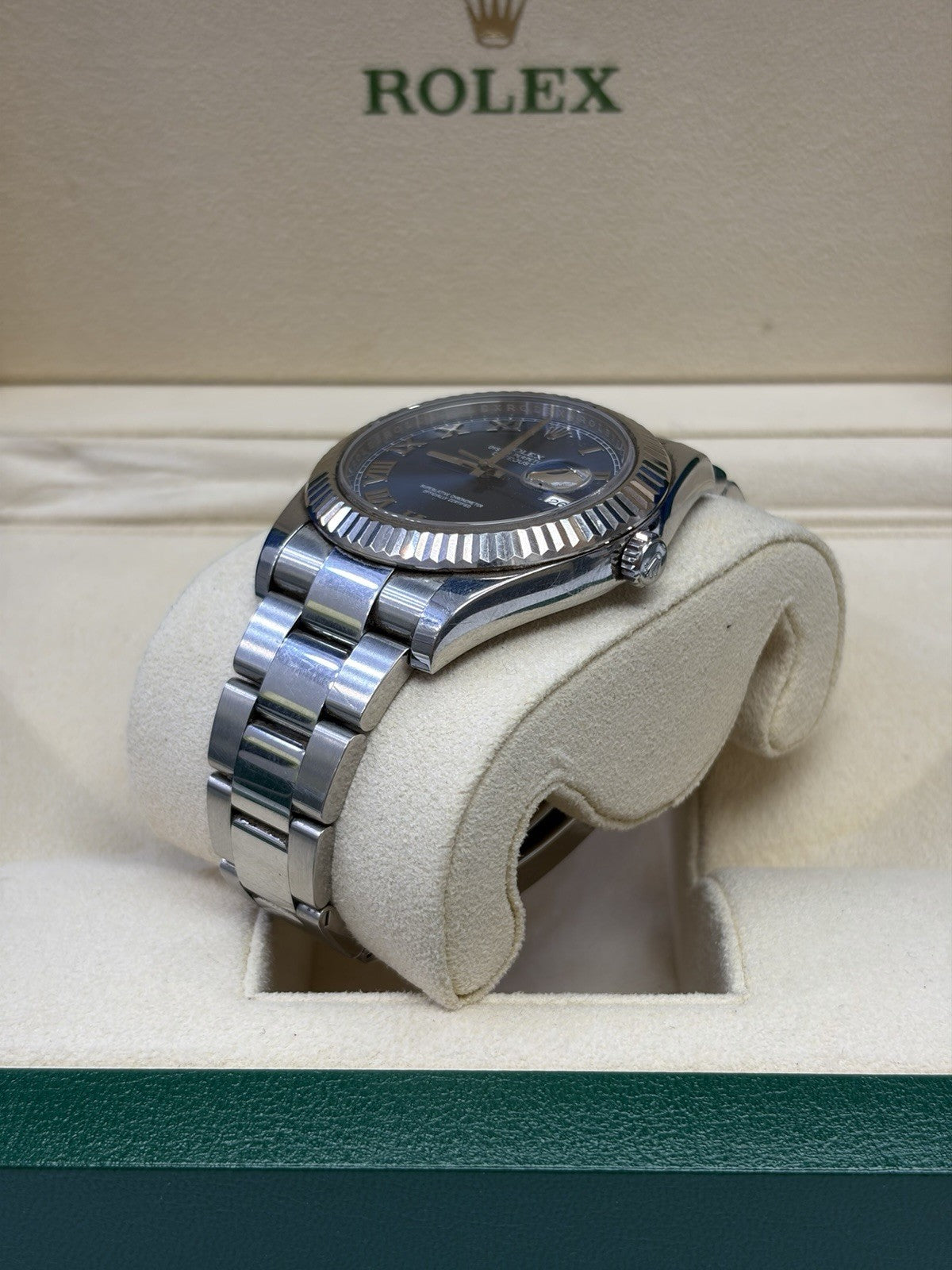 Rolex Datejust 116334 Silver Oyster Bracelet with Silver Bezel Box Papers 2017