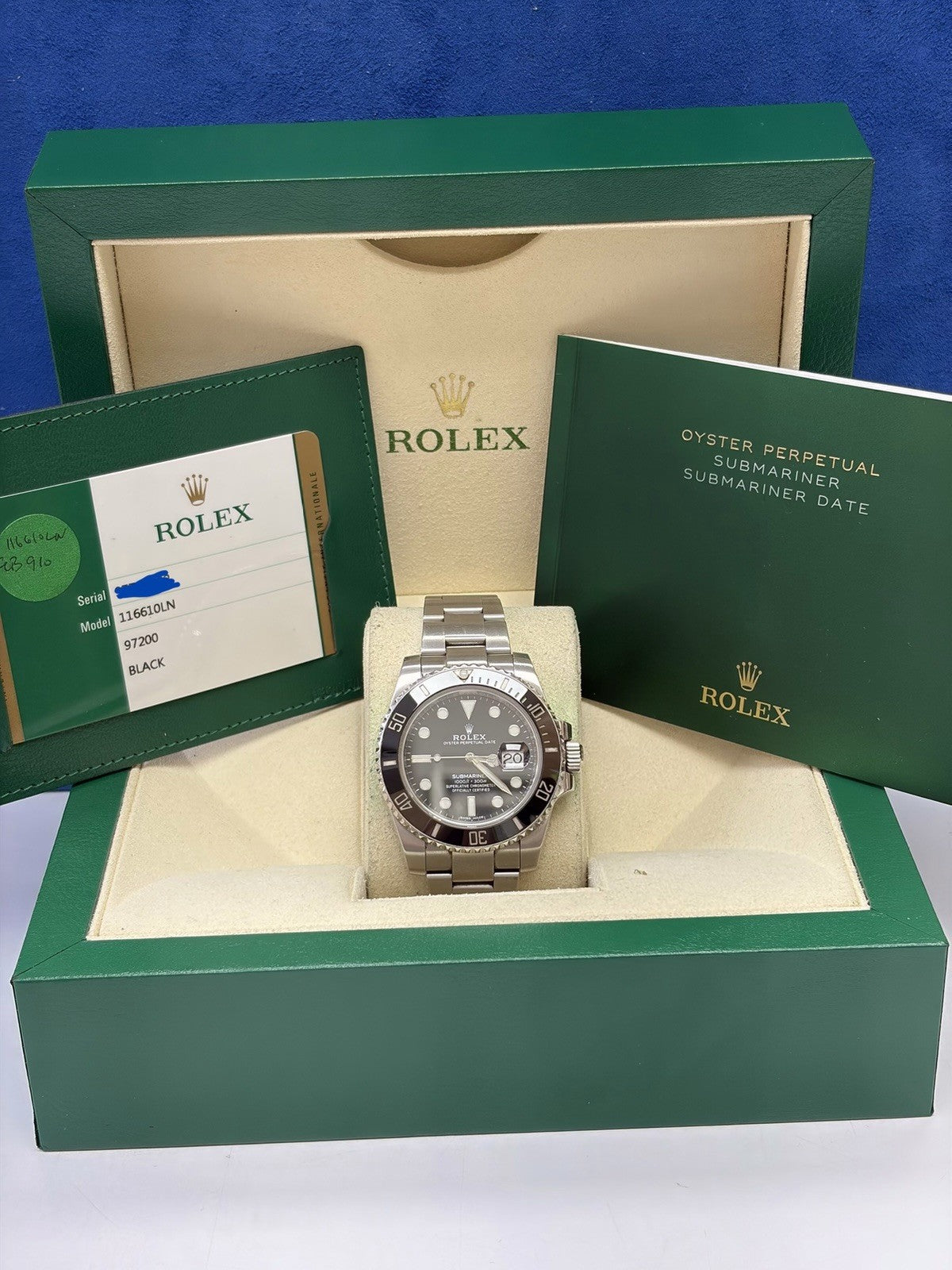 Rolex Submariner 116610LN Oyster Bracelet with Black Bezel 40mm Box & Papers