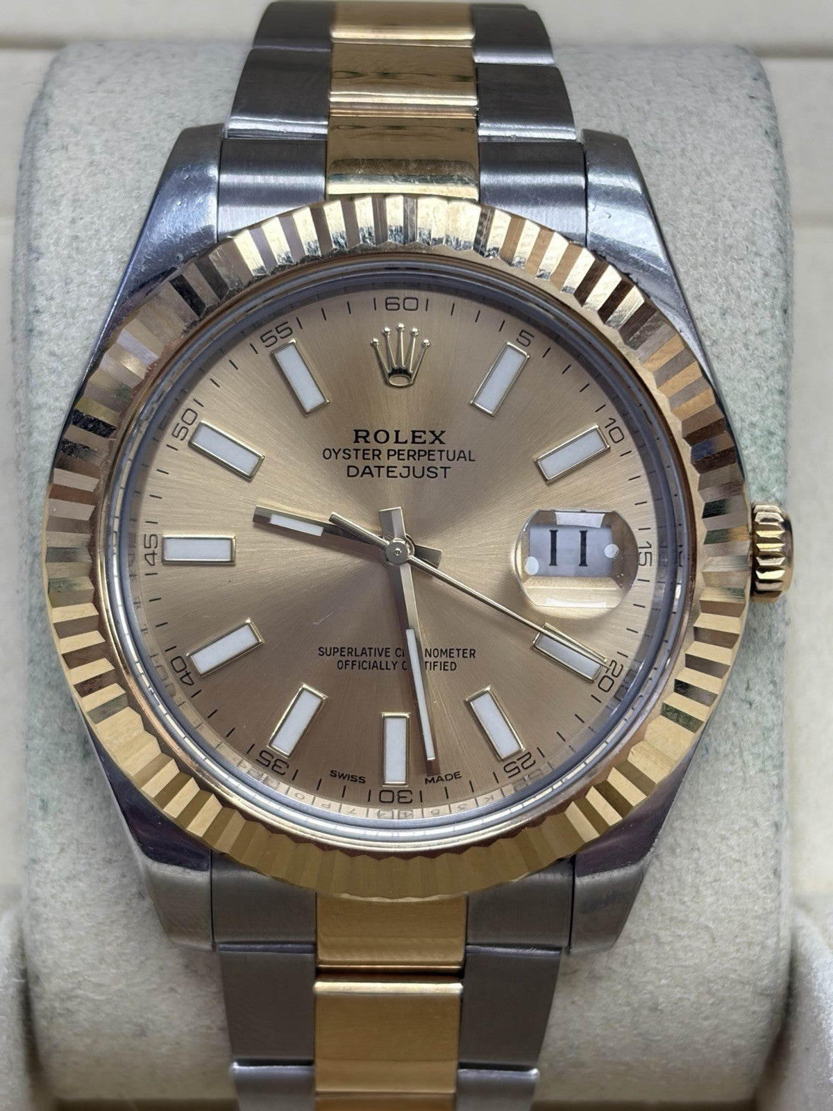 Rolex Datejust 116333 Gold and Silver Oyster Bracelet with Gold Bezel Box Papers