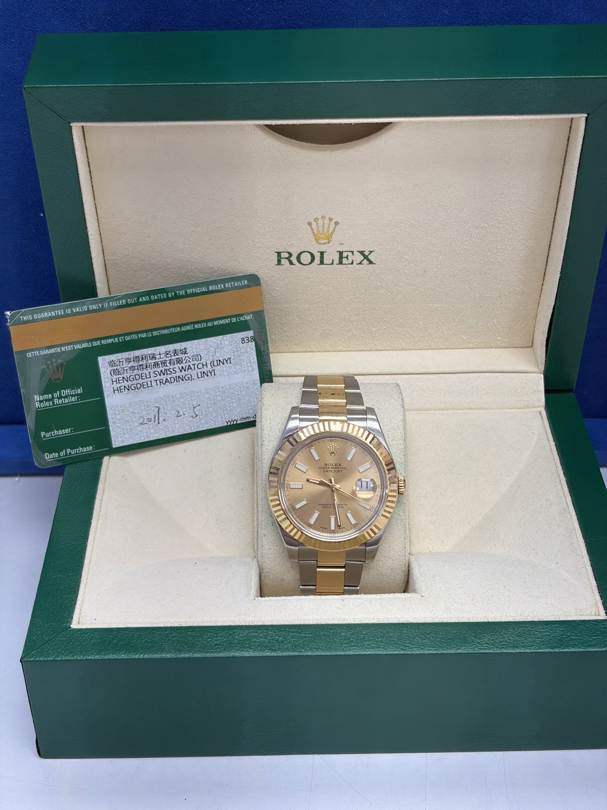 Rolex Datejust 116333 Gold and Silver Oyster Bracelet with Gold Bezel Box Papers
