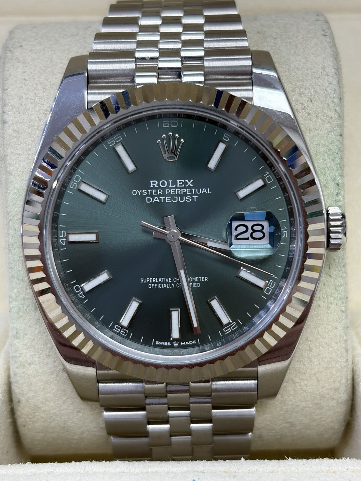 Rolex Datejust 126334 Silver Jubilee Bracelet with Silver Bezel Box And Papers