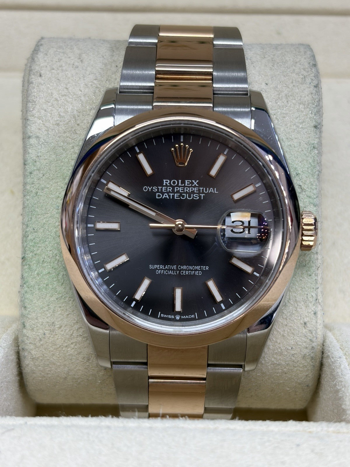 Rolex DateJust 126201 Two Tone 18kt Oyster Rose Box And Papers 36mm