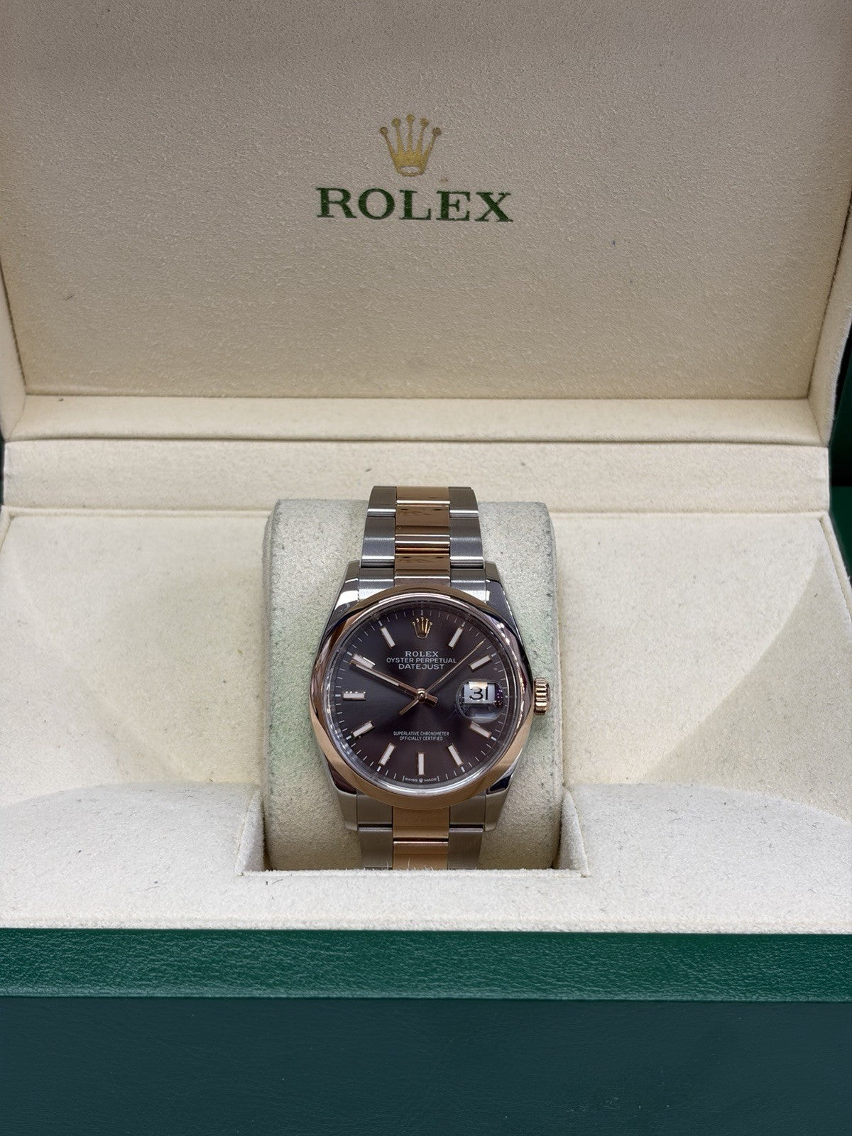 Rolex DateJust 126201 Two Tone 18kt Oyster Rose Box And Papers 36mm