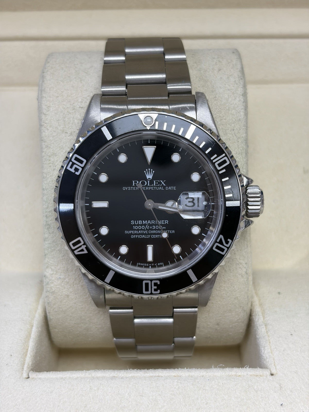 Rolex Submariner 16610LN Silver Oyster Bracelet with Black Bezel 40mm Rolex Box