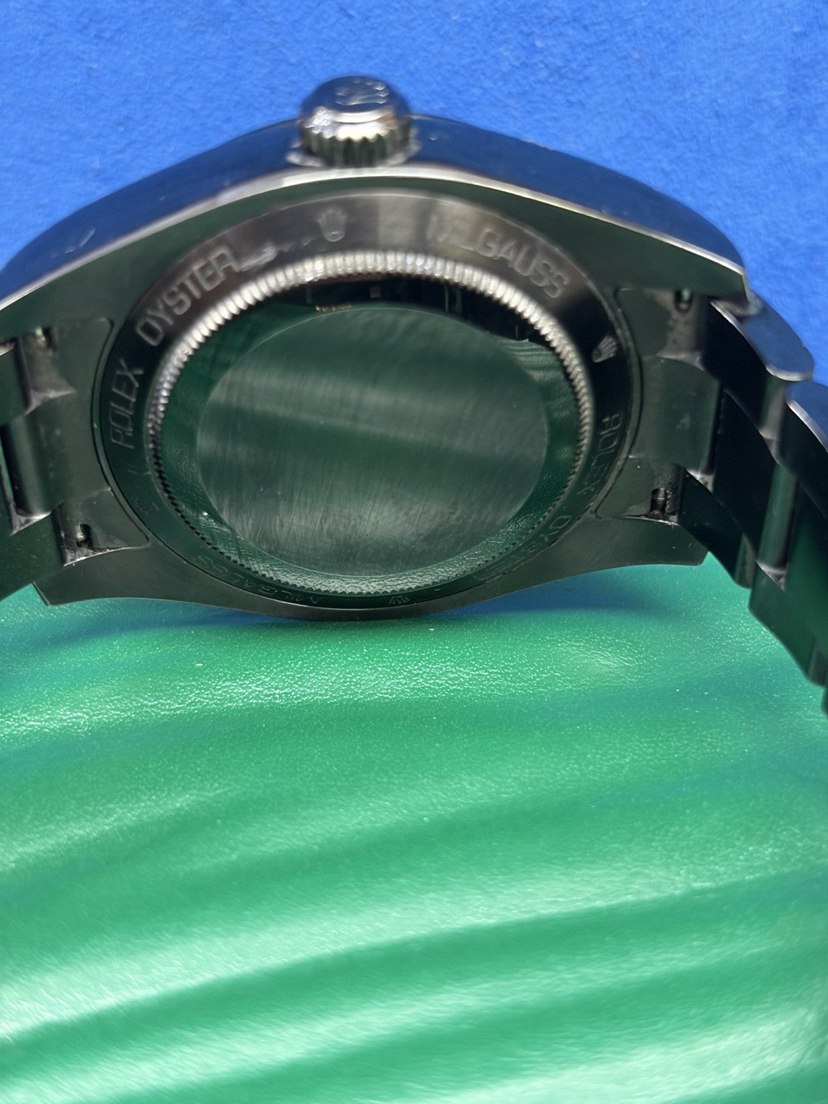 Rolex Milgauss 116400GV PVD Oyster Bracelet with Green Crystal With Told Box