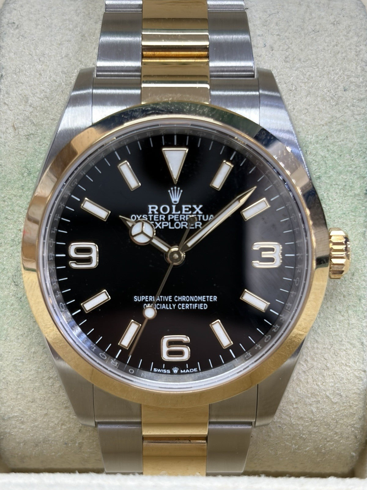 2025 Rolex Explorer 124273 Gold and Silver Oyster Bracelet Box & Papers