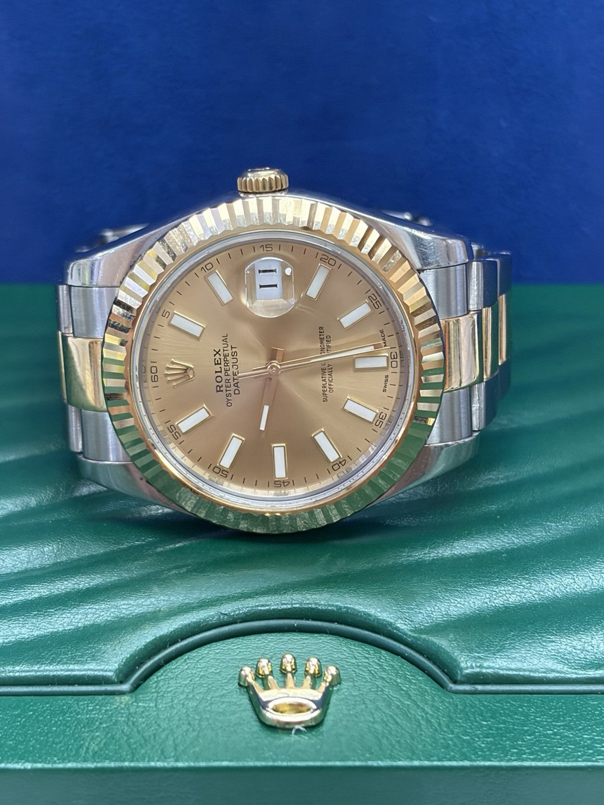 Rolex Datejust 116333 Gold and Silver Oyster Bracelet with Gold Bezel Box Papers