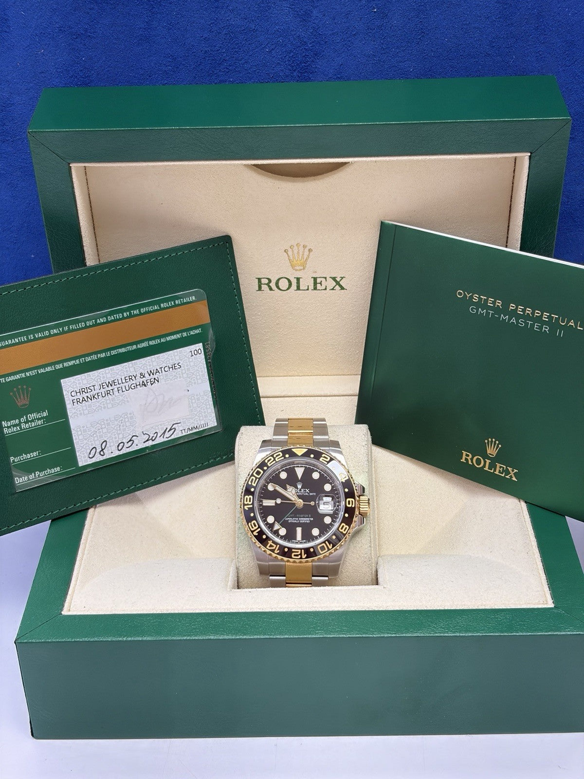 Rolex GMT-Master II 116713LN Silver and Gold Oyster Bracelet Box & Papers