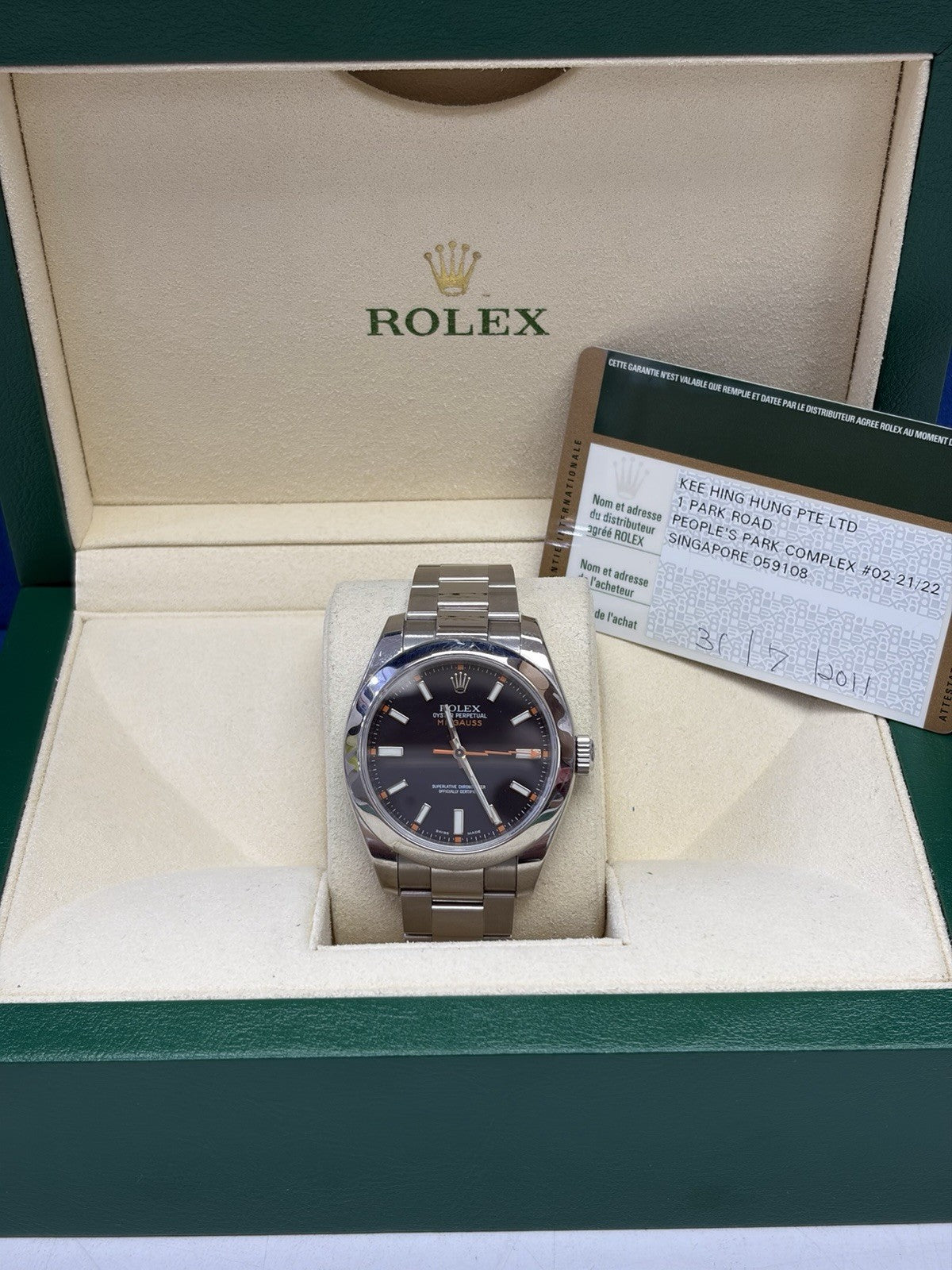 Rolex Milgauss 116400 Silver Oyster Bracelet with Silver Bezel Box & Papers