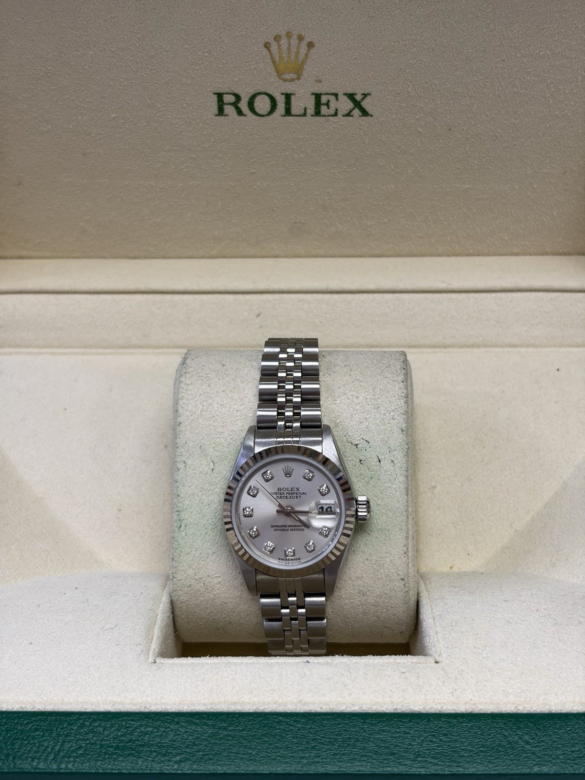 Rolex Lady-Datejust 79174 Silver Jubilee Bracelet with Silver Bezel Box & Papers